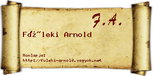 Füleki Arnold névjegykártya